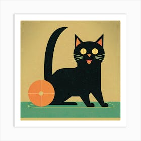 Cat With Ball Art Print