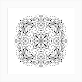 Monochrome Mandala Art Print