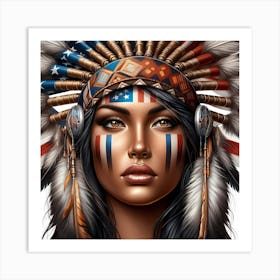 Indian Woman With Feathers 1 Art Print