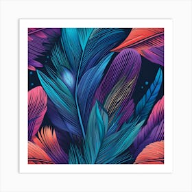 Colorful Feathers Wallpaper Art Print