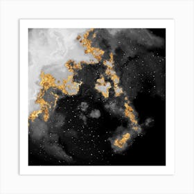 100 Nebulas in Space with Stars Abstract in Black and Gold n.003 Art Print