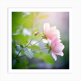 Flowers Leaves Nature Soft Freshness Pastel Botanical Plants Blooms Foliage Serene Delic (9) Art Print