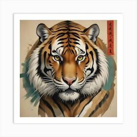 Talismanic Tiger, Vintage Japanese Hallway Art Print 3 Art Print