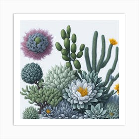 Cactus And Succulents myluckycharm Art Print