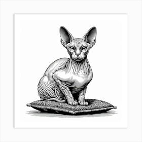 Line Art sphinx cat 2 Art Print