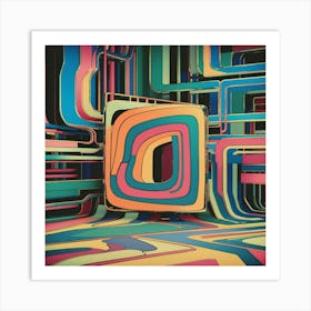 Vibrant Abstract Line Drawing With Bold Intersecting Strokes (2) Art Print