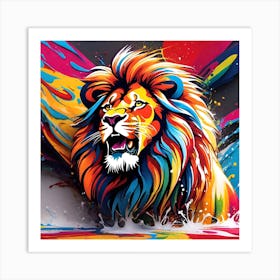 Colorful Lion Painting Art Print