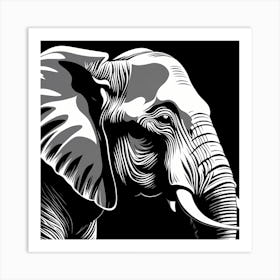 Elephant Head Vector Illustration, 1364 Art Print