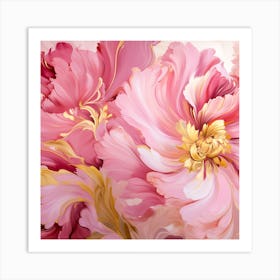 Pink Flowers Wallpaper 1 Art Print