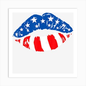 Limited Edition Lips Sexy American Flag 4th Of July Art Print