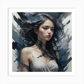 Girl With Black Hair 6 Art Print