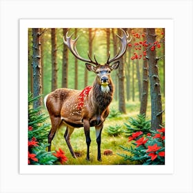 Deer In The Forest 8 Art Print