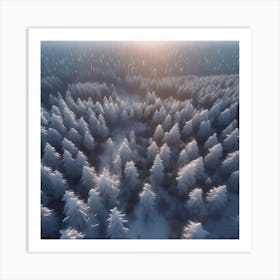 Aerial View Of Snowy Forest 14 Art Print