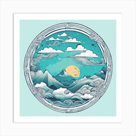 Ocean In A Circle Art Print