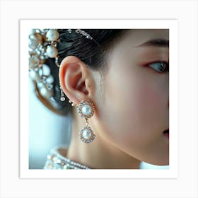 Korean Woman In Pearl Earrings Art Print