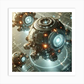 A Close Up Sci Fi Scene Horizon Carrier Fighter Drones Art Print