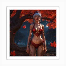 Sexy Girl In Red Art Print
