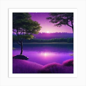 Purple Landscape Wallpaper Art Print