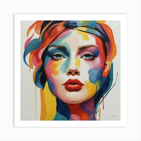 Colorful Gouache Inspired Face 1 Art Print 2 Art Print