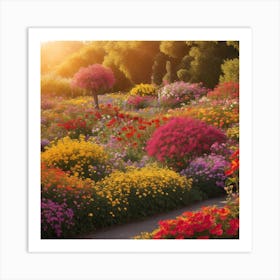 Vibrant Flower Garden Captured In Photo Art Print