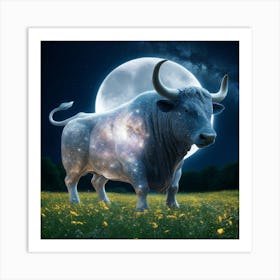 Bull In The Moonlight 14 Art Print