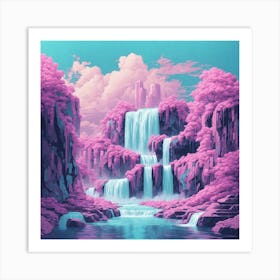 Waterfall Vaporwave Art Print