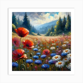 Poppies In The Meadow 7 Art Print