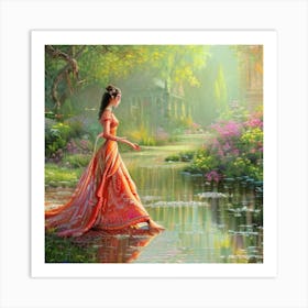 Painting Of Woman In Water Art Print