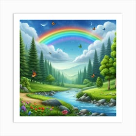 Rainbow In The Forest 1 Art Print