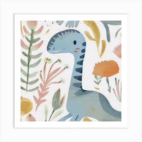 Cute Muted Therizinosaurus Dinosaur 3 Art Print