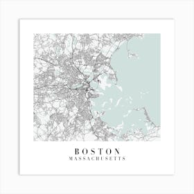 Boston Massachusetts Street Map Color Minimal Square Art Print