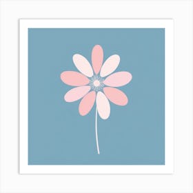 A White And Pink Flower In Minimalist Style Square Composition 242 Art Print