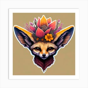 Fox With Flowers 4 Art Print