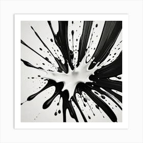 Black And White Paint Brush Strokes And Splash 1678843412(1) Art Print