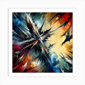 Fractal Burst, Abstract Spikes and Colors Art Print