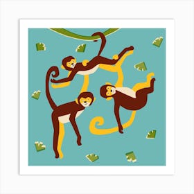 Monkeys Square Art Print