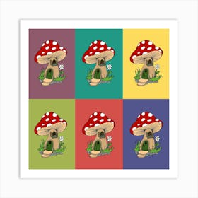 Mushroom House Pop Art Art Print