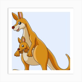 Kangaroo And Baby Art Print