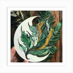 Moon And Leaves Art Print