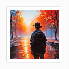 Man In The Rain Art Print