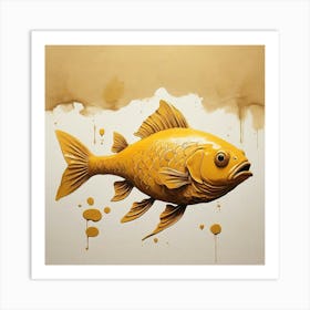 Fish Print Yellow Mustard Art Print 2 Art Print