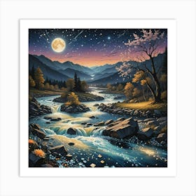 River At Night Art Print