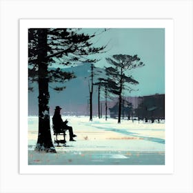 Man Sitting On A Bench Art Print