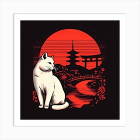 Japanese Cat Art Print