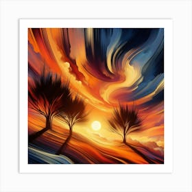 Abstractic Sunset Art Print