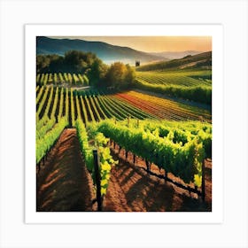 Vineyards At Sunset 7 Art Print