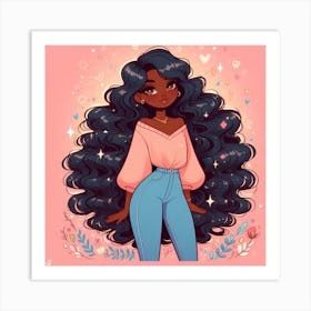 Black Girl With Big Hair Art Print