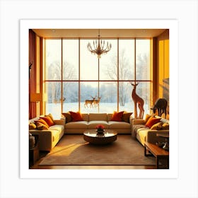 Living Room With Deer 8 Art Print