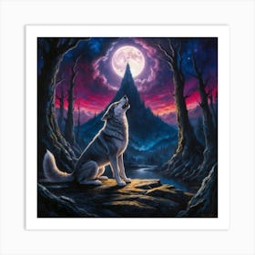 A Majestic Wolflike Dog With A Sleek Gray Art Print