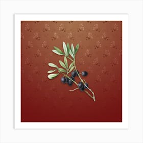 Vintage Olive Tree Botanical on Falu Red Pattern n.0812 Art Print